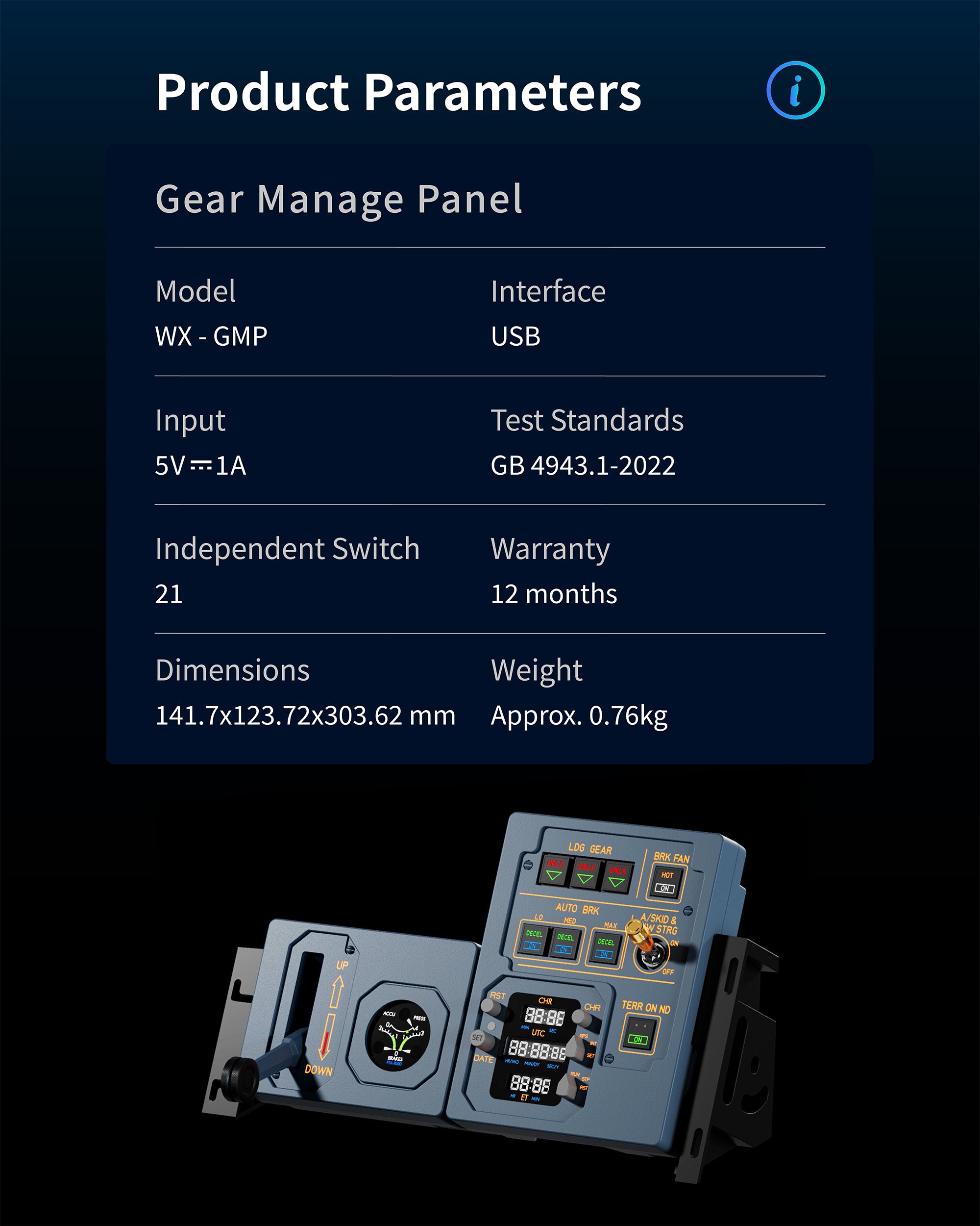 WINGFLEX GMP Gear Management Panel A320